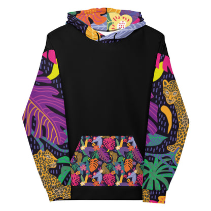 Floral Jaguar Hoodie – Colourful Print with Botanical Motifs | Bold &amp; Artistic Streetwear