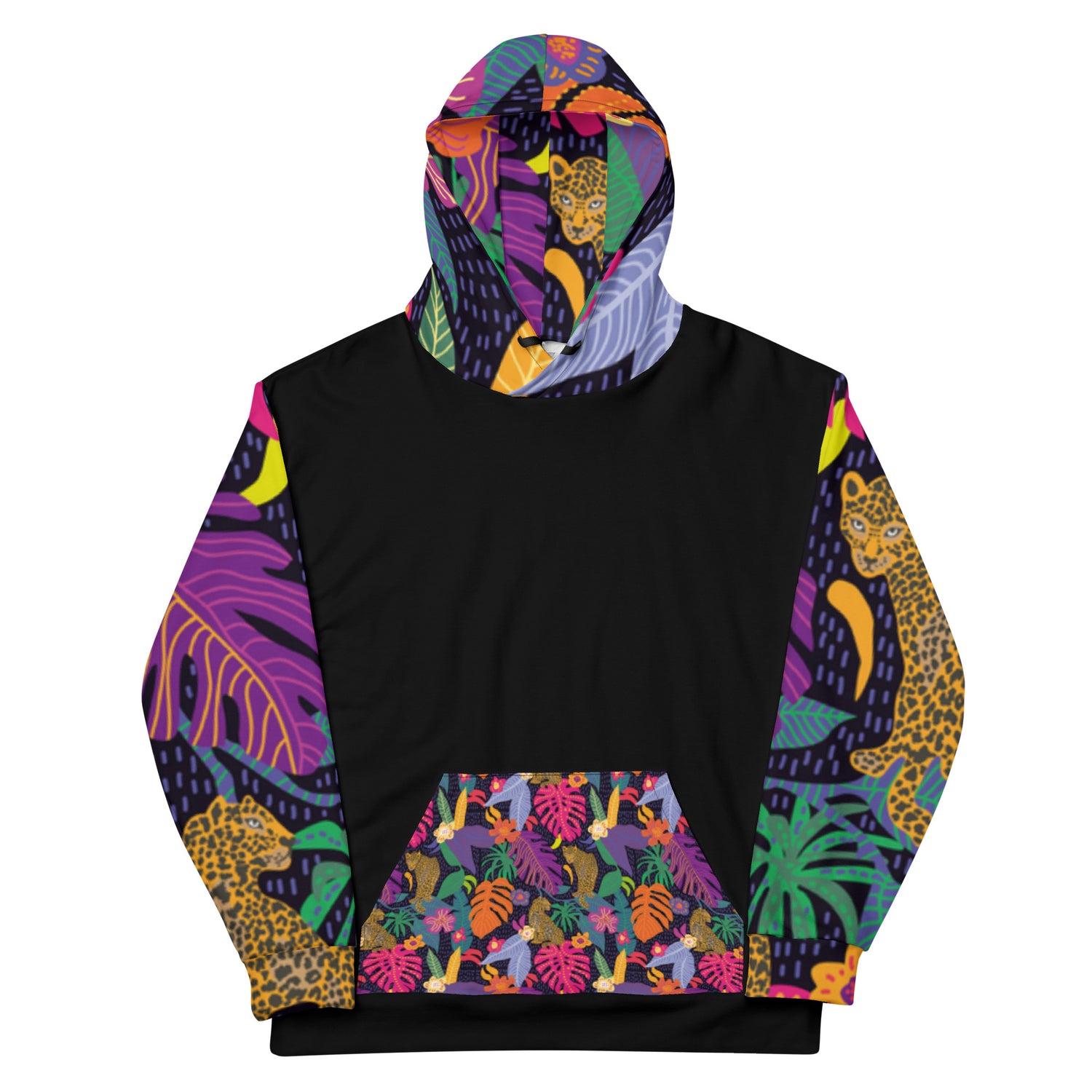 Floral Jaguar Hoodie – Colourful Print with Botanical Motifs | Bold &amp; Artistic Streetwear