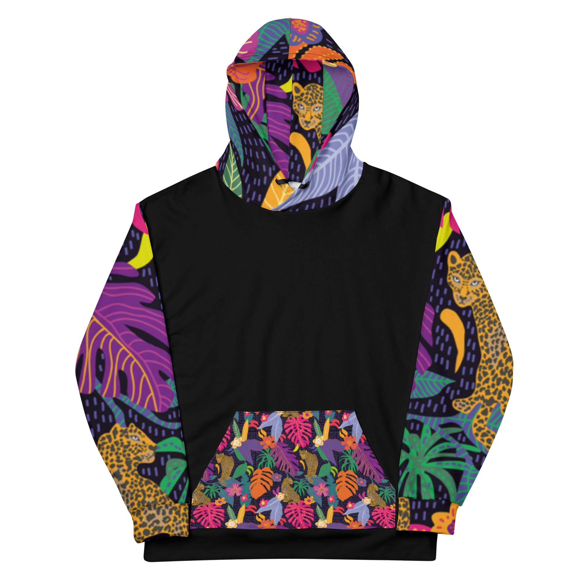 Floral Jaguar Hoodie – Colourful Print with Botanical Motifs | Bold &amp; Artistic Streetwear