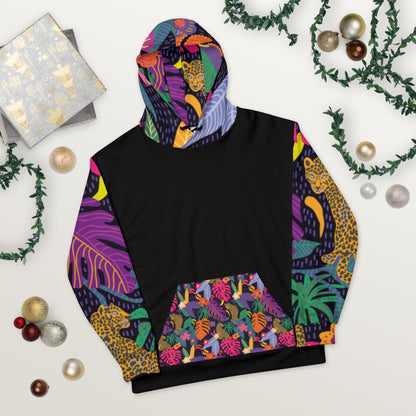 Floral Jaguar Hoodie – Colourful Print with Botanical Motifs | Bold &amp; Artistic Streetwear
