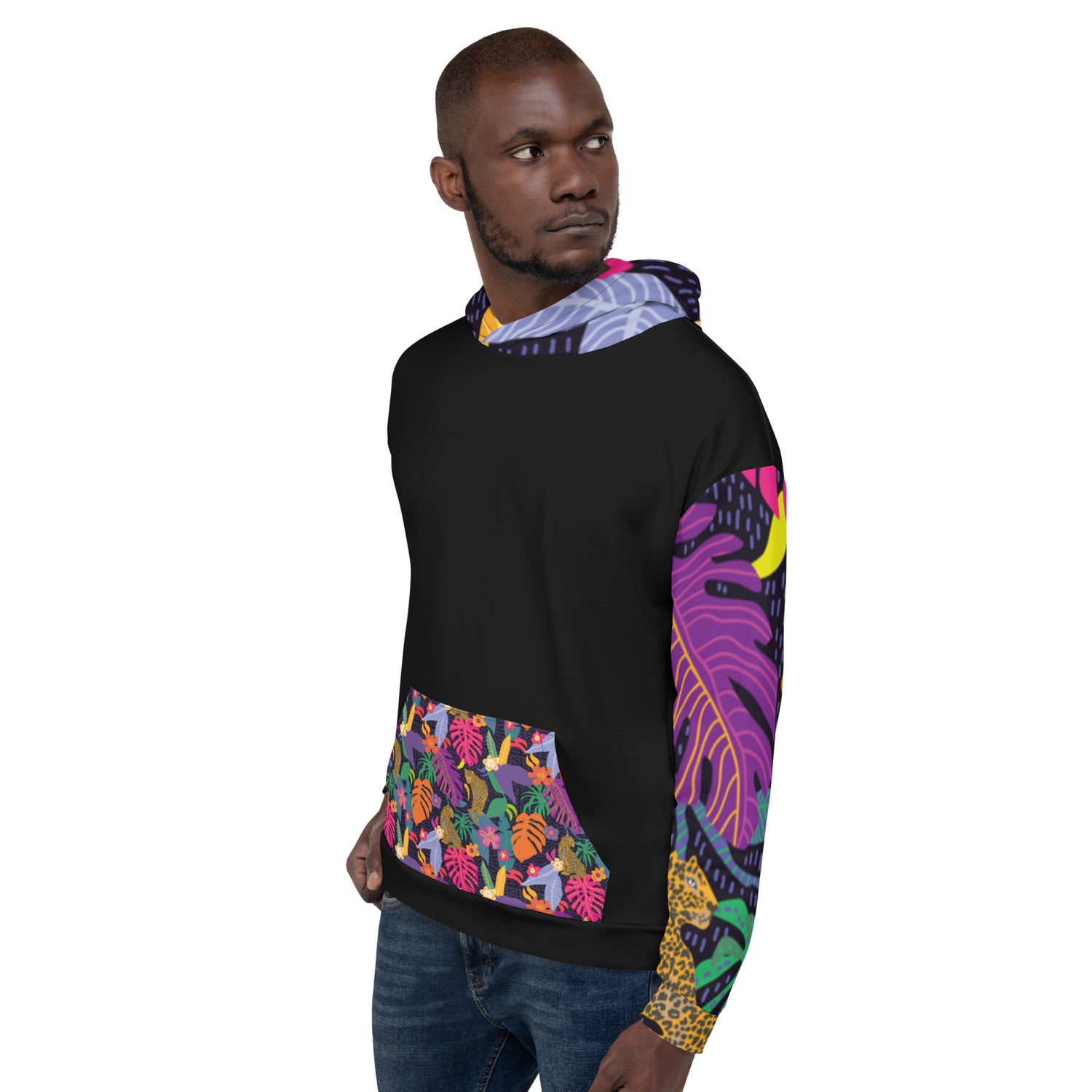 Floral Jaguar Hoodie – Colourful Print with Botanical Motifs | Bold &amp; Artistic Streetwear