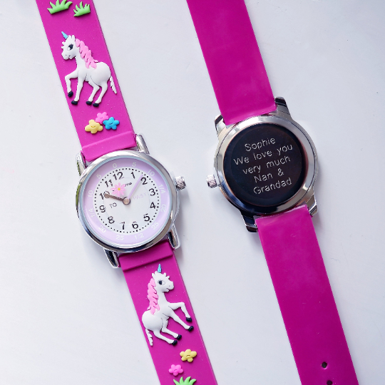 Reloj Unicornio 3D Grabado para Niños - Rosa
