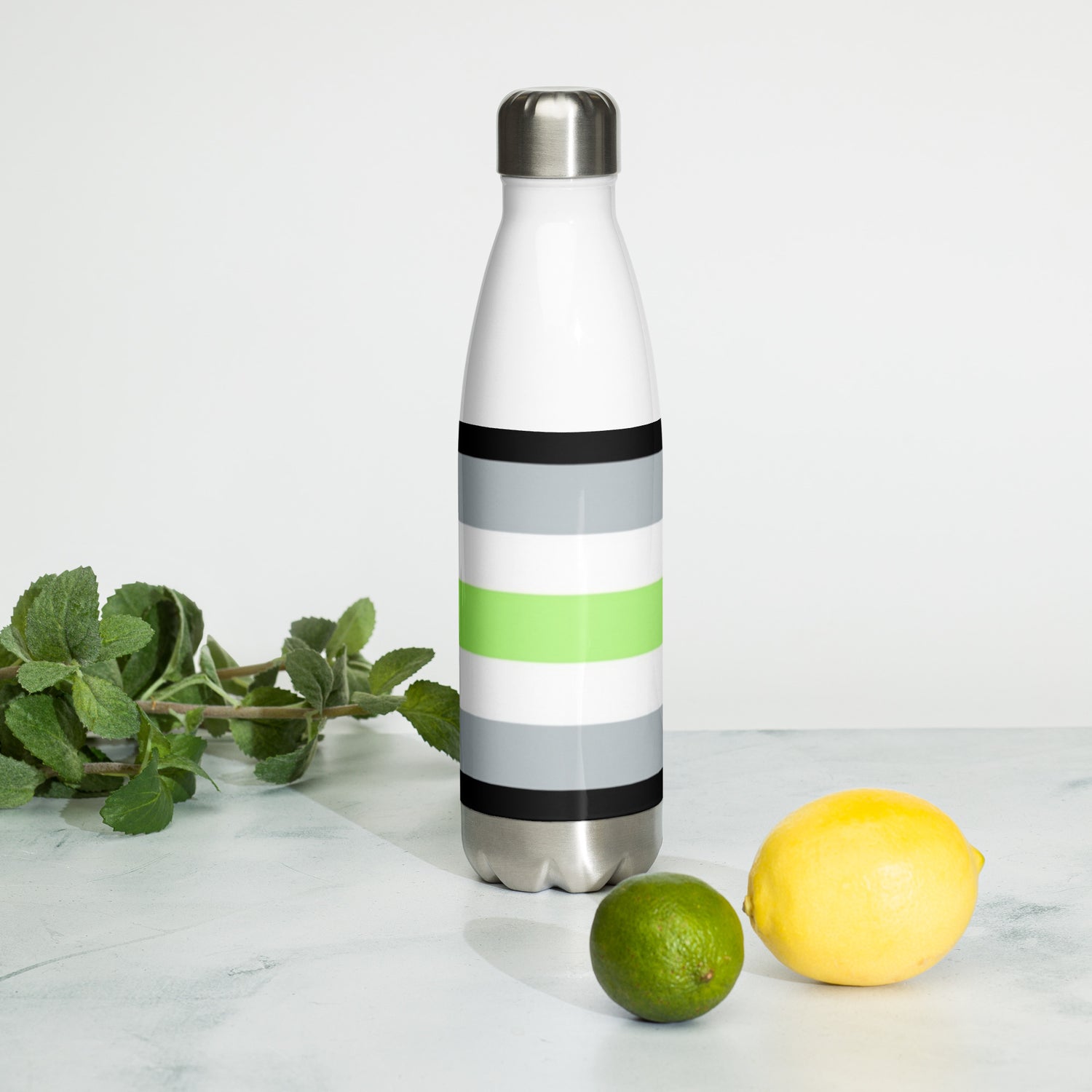 Agender Pride Flag Stainless Steel Water Bottle – 500ml BPA-Free Reusable Insulated Flask | LGBTQIA+ Visibility Design