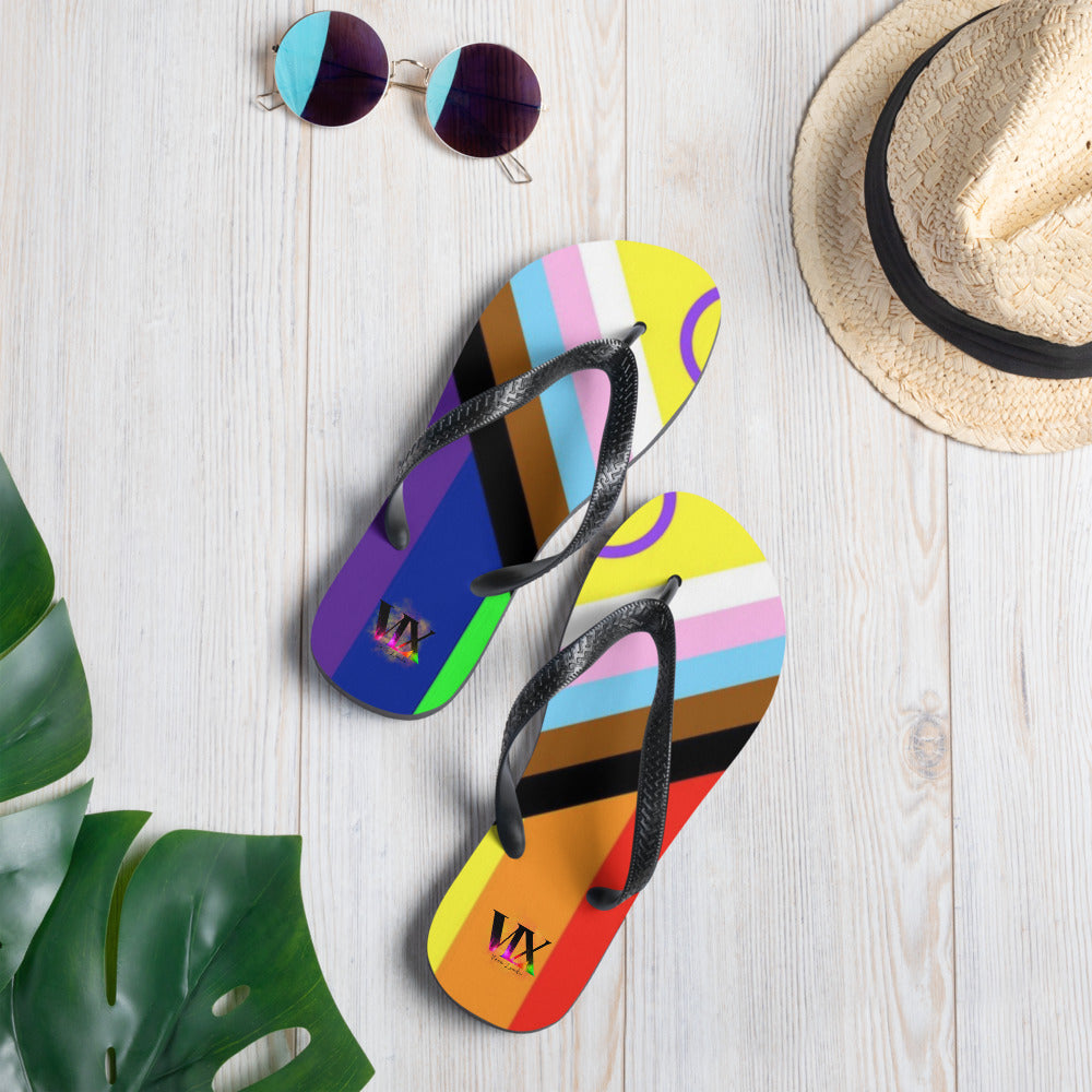 VOCE LINDX Intersex Pride Flip‑Flops – Rubber Sole with Soft Lined Strap &amp; Non‑Slip Grip – Inclusive Summer Footwear